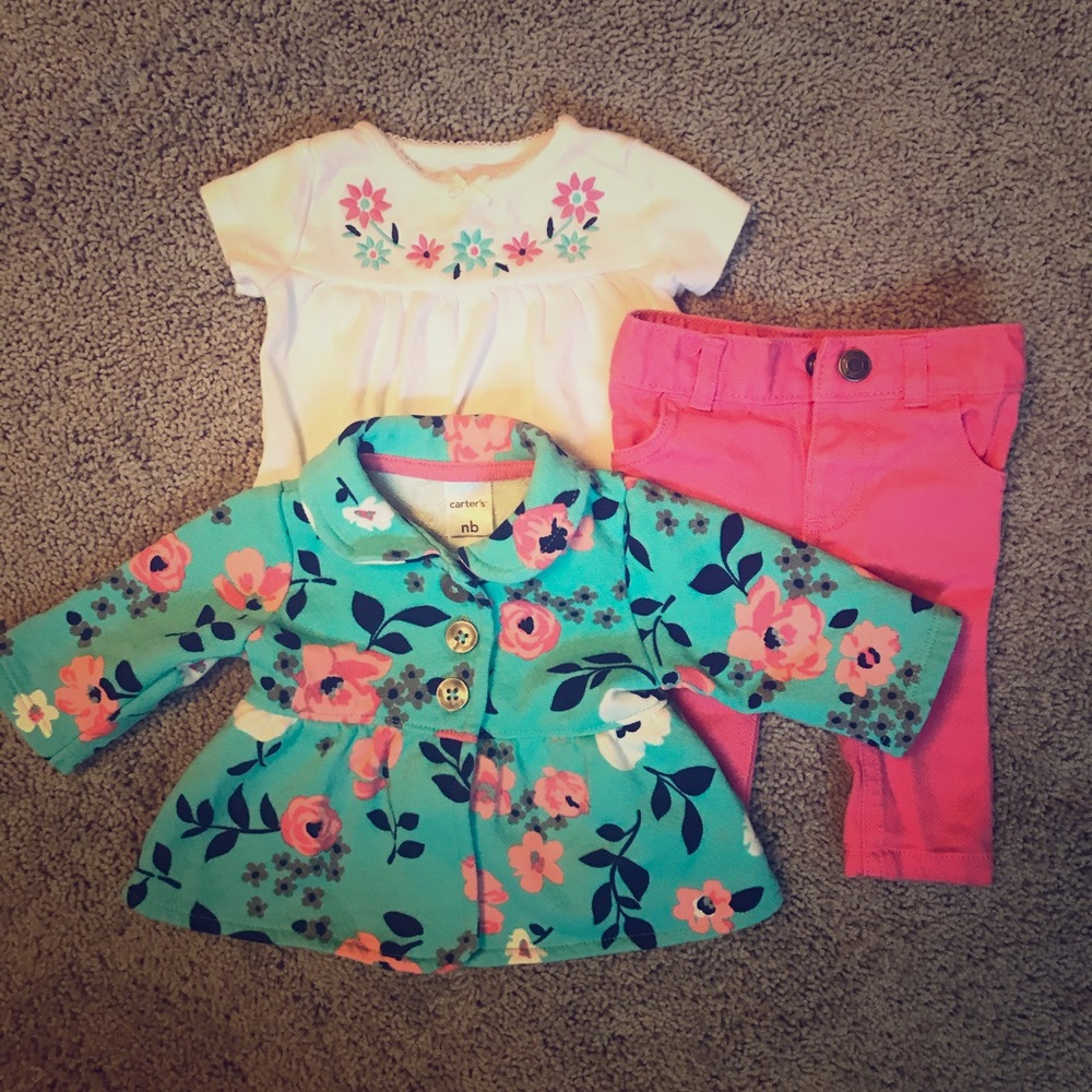 3-Piece Floral Jacket Set - Newborn